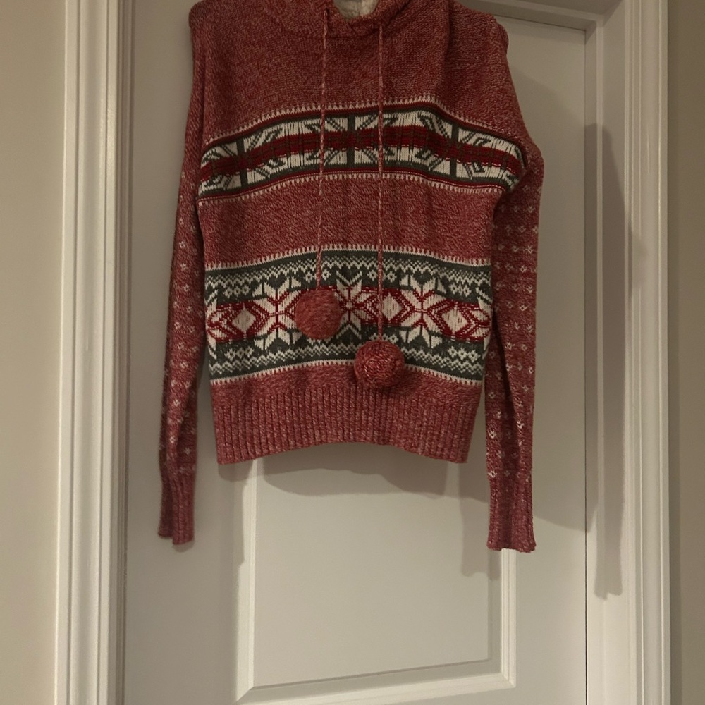 Cozy Red Patterned Turtleneck Sweater